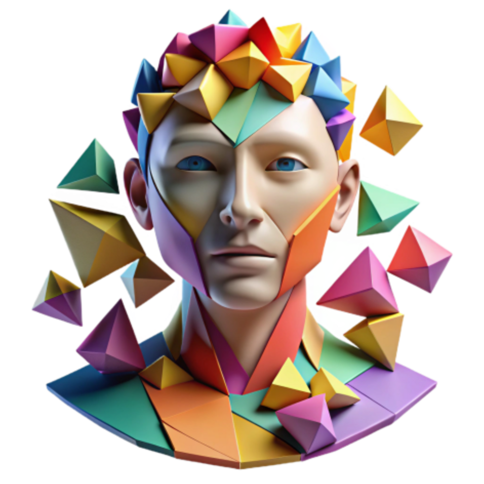 magnificent classic Abstract Colorful Geometric Bust Sculpture original png