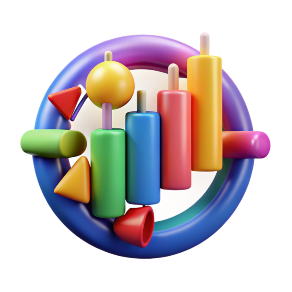 dramatic traditional Colorful 3D Geometric Data Visualization high quality png