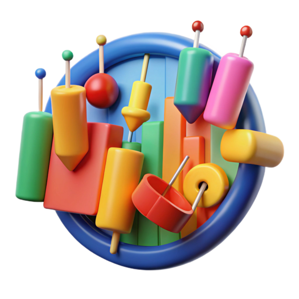 stunning artistic Colorful 3D Shapes Chart Abstract Data Visualization detailed png