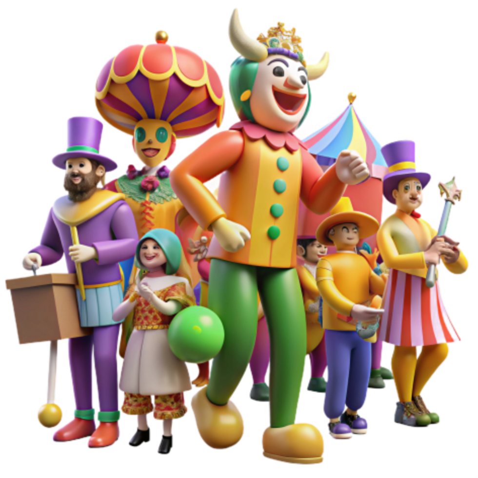 beautiful artistic Festival Characters A Colorful Parade 4K png