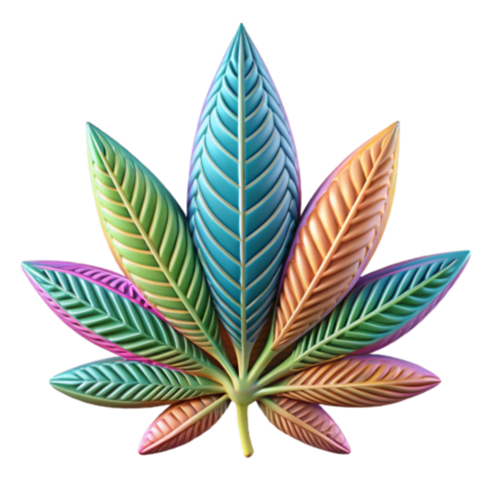 magnificent classic Colorful Cannabis Leaf A Vibrant 3D Render 4K png