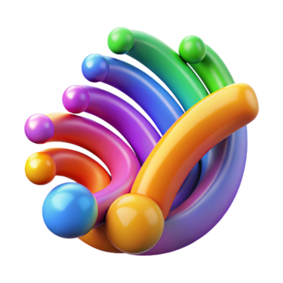 elegant artistic Abstract Rainbow Curves and Spheres high resolution png