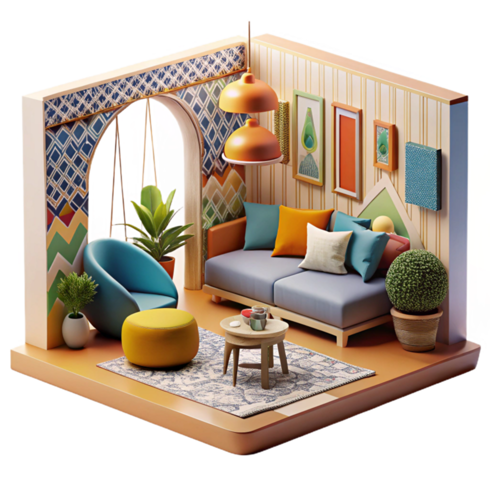 impressive traditional Cozy Living Room Modern Bohemian Design exclusive png