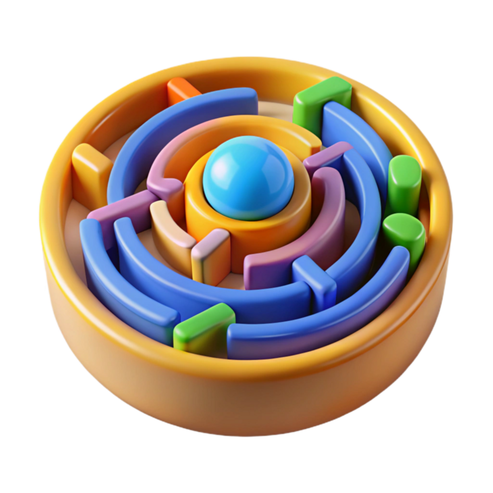 impressive artistic Colorful 3D Maze Puzzle A Circular Labyrinth Challenge high resolution png