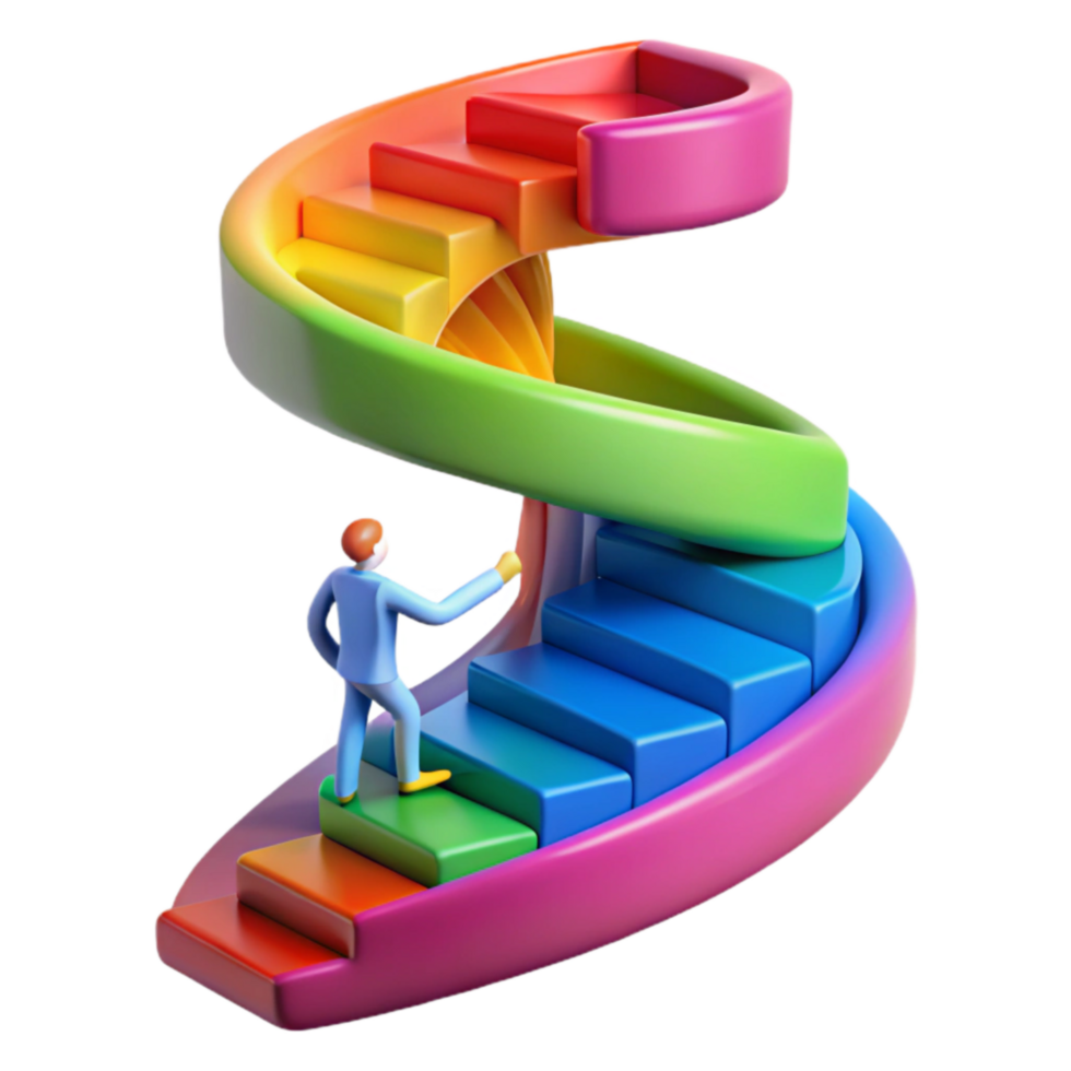 beautiful abstract Climbing the Colorful Staircase to Success high quality png