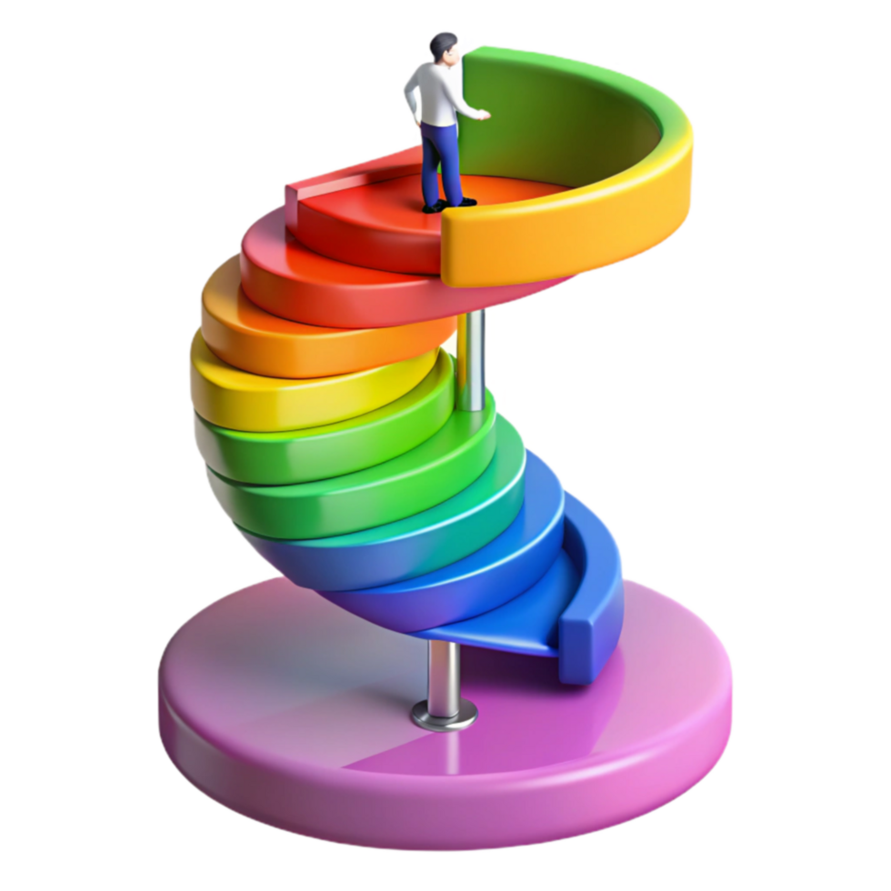 impressive vintage Climbing the Rainbow Spiral A Journey of Growth 4K png