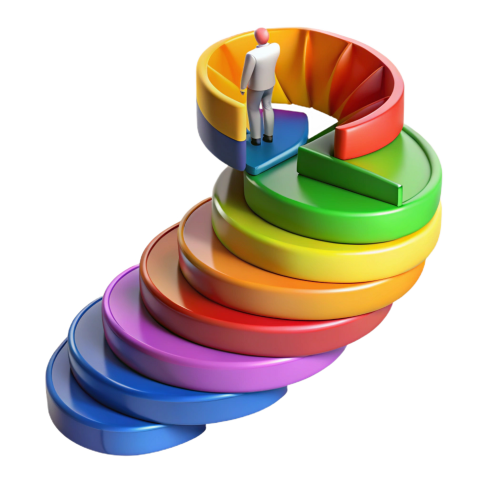 beautiful vintage Ascend the Colorful Progress Chart Steps to Success exclusive png