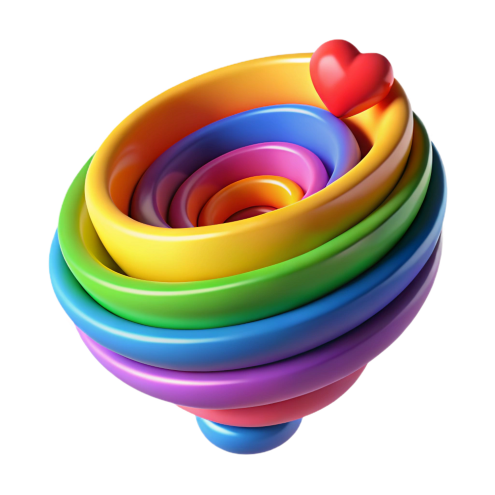 impressive minimalist Rainbow Spiral with Heart Colorful 3D Abstract Art exclusive png
