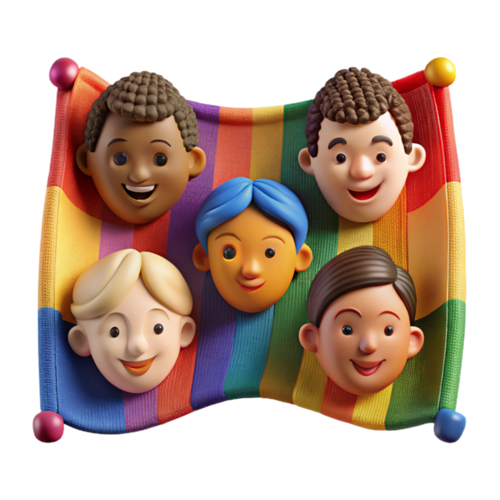 stunning contemporary Diversity, Inclusion, Rainbow, Unity, Faces, Children, 3D, Cartoon, Happy authentic png