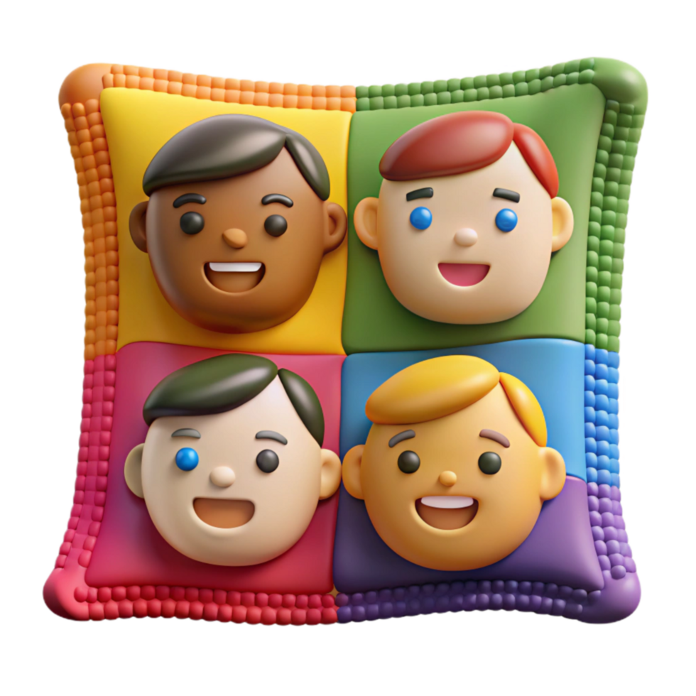 beautiful minimalist Diversity Pillow Colorful Faces, Inclusivity high quality png