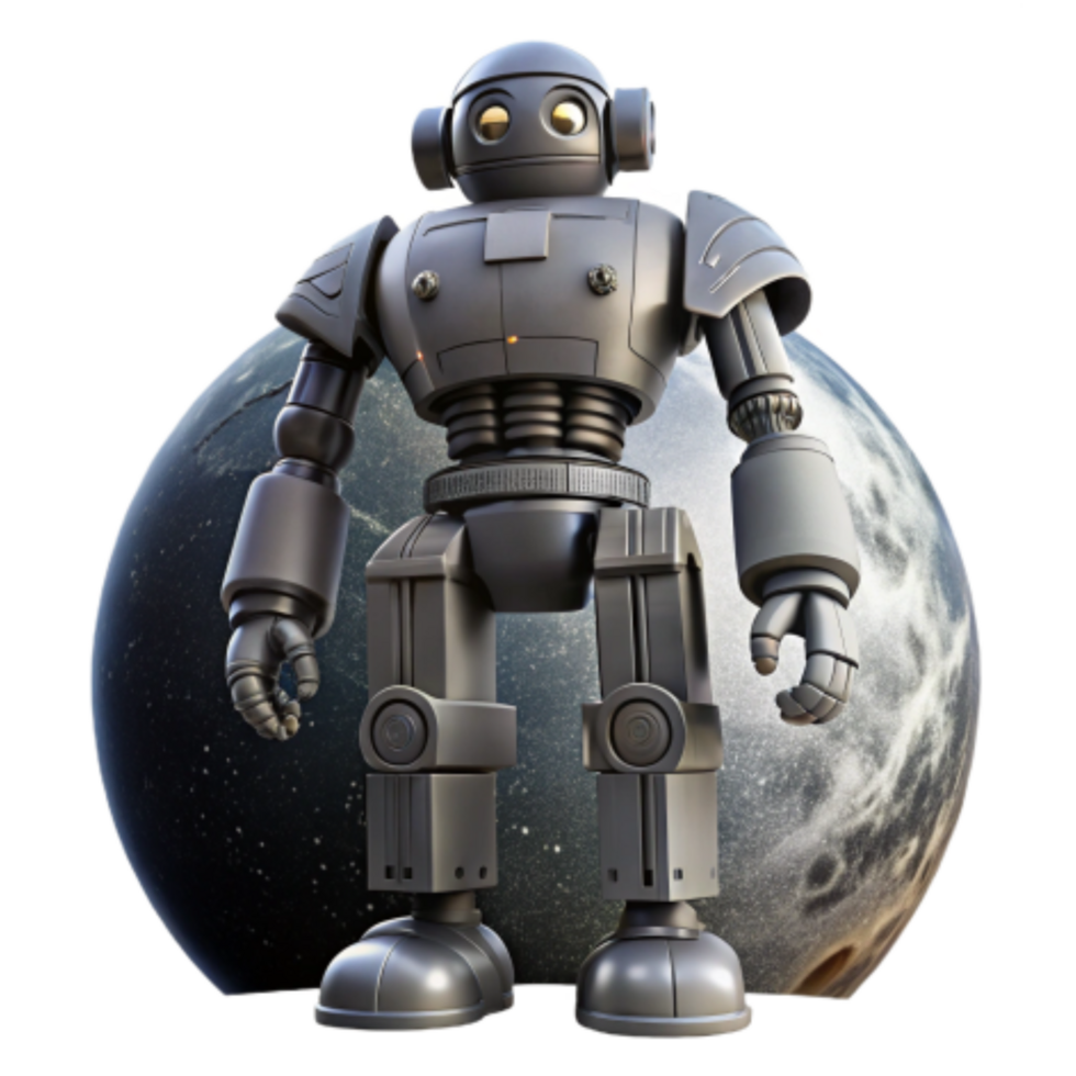 extraordinary classic Retro Robot on Alien Planet Space Exploration detailed png