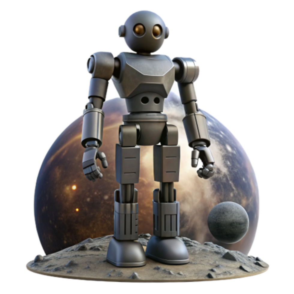 magnificent abstract Retro Robot on Alien Planet premium png
