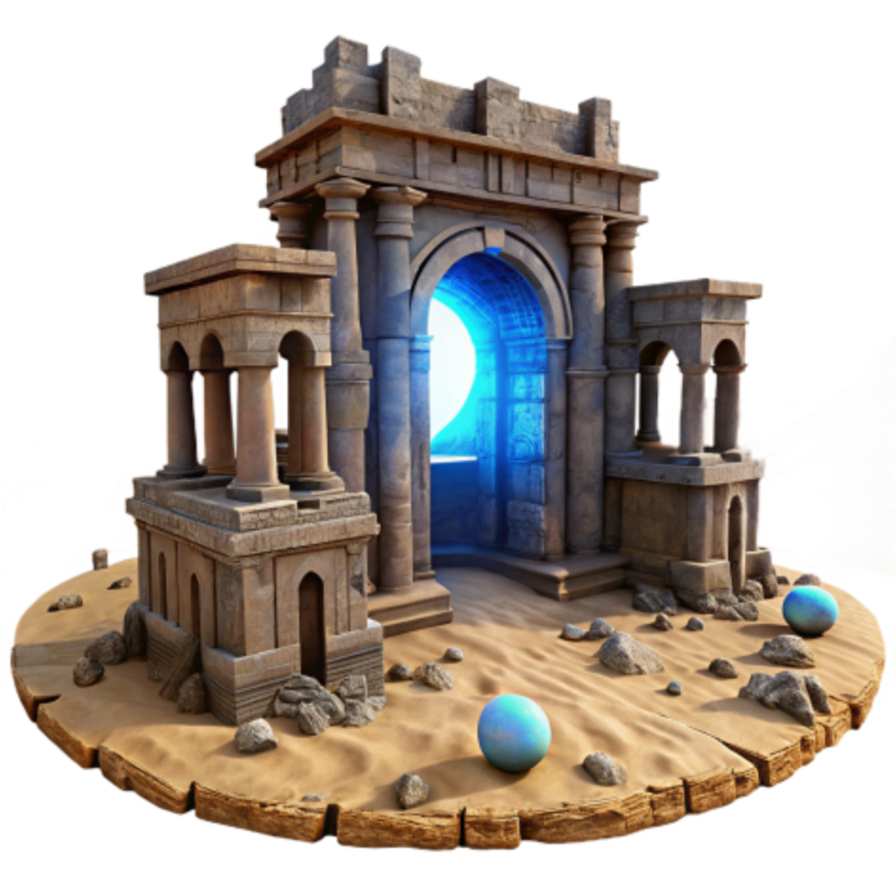 extraordinary minimalist Ancient Ruins Mystical Portal to Another Realm professional png