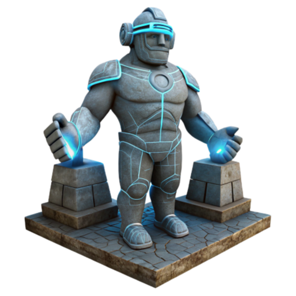 wonderful contemporary Stone Golem Futuristic Armored Guardian authentic png