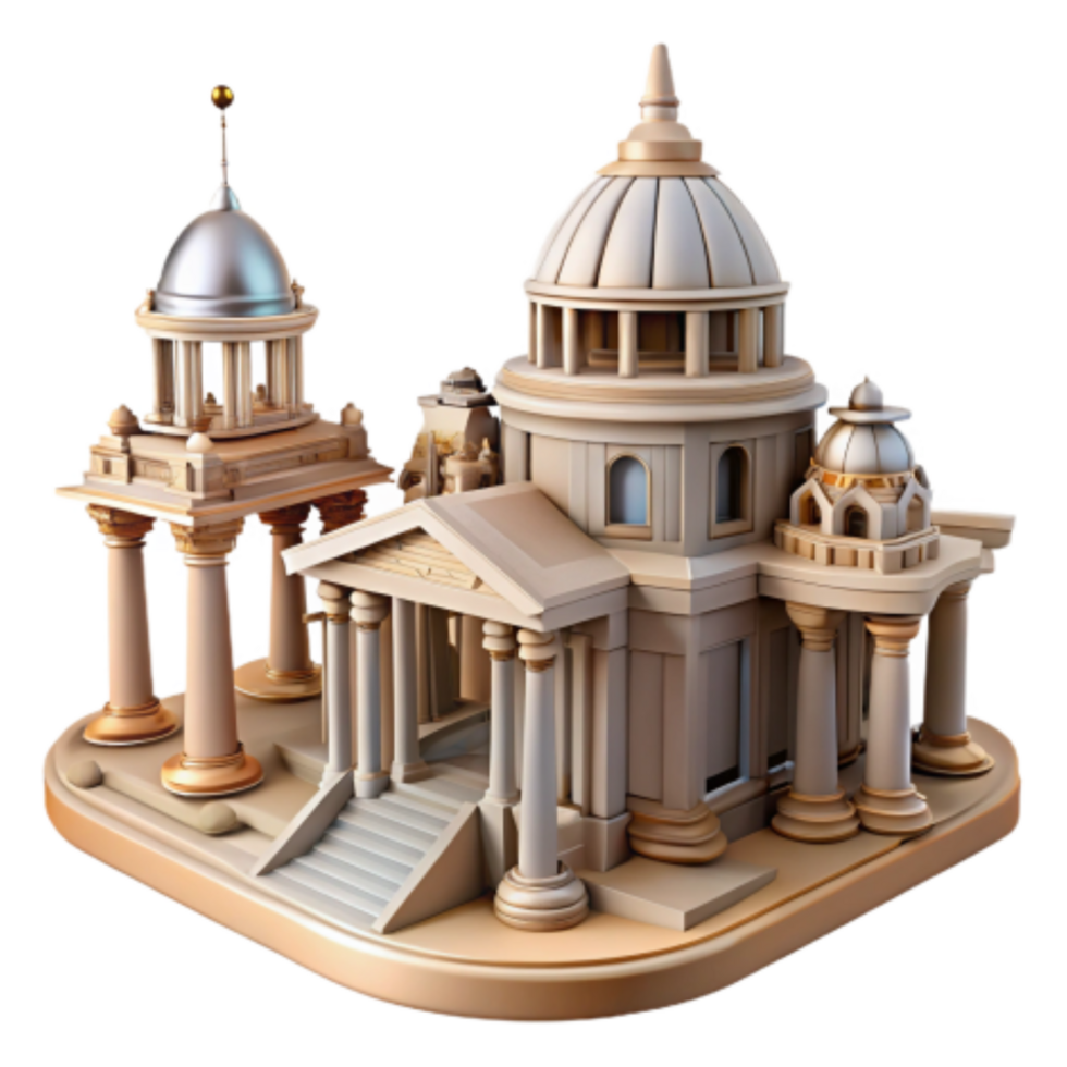 magnificent creative Classical Architecture Dome, Columns, Temple Model high resolution png