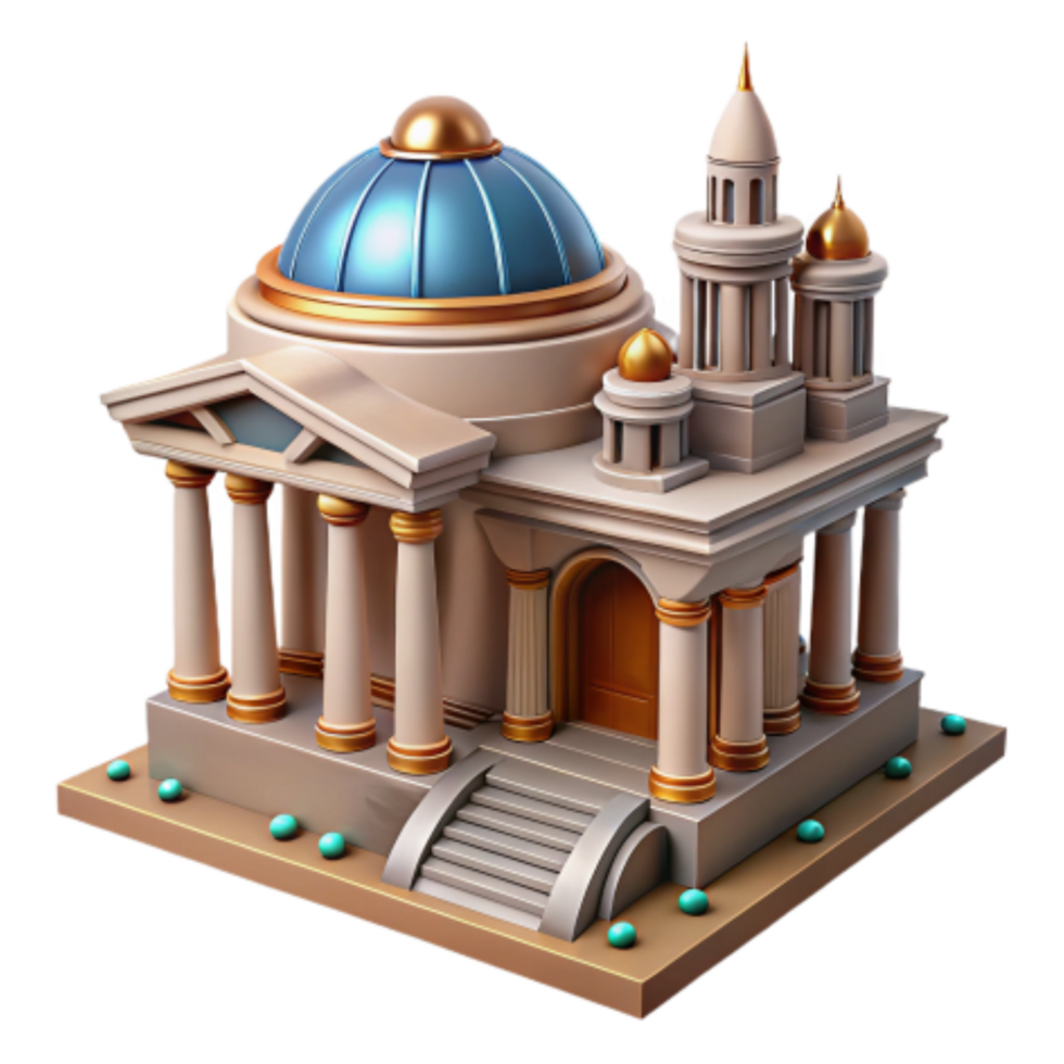 magnificent classic 3D Model Classical Temple with Dome and Columns premium png