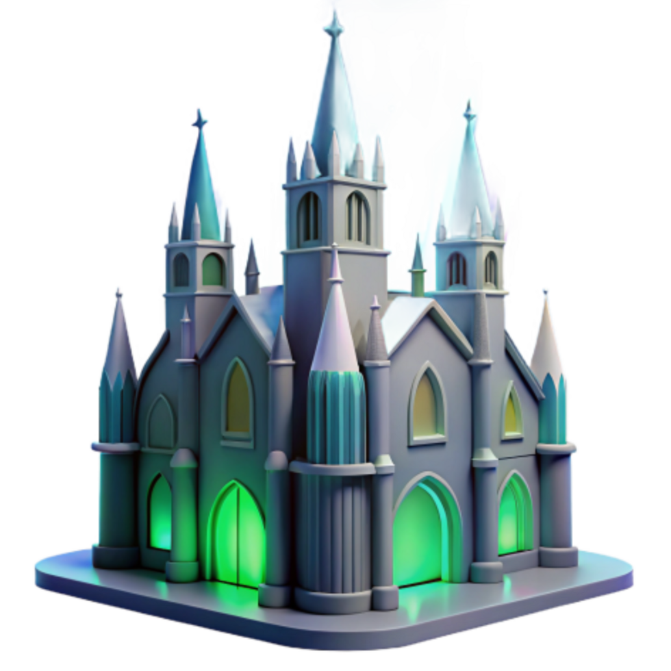 serene modern Enchanted Gothic Cathedral 3D Render of a Fantasy Church premium png