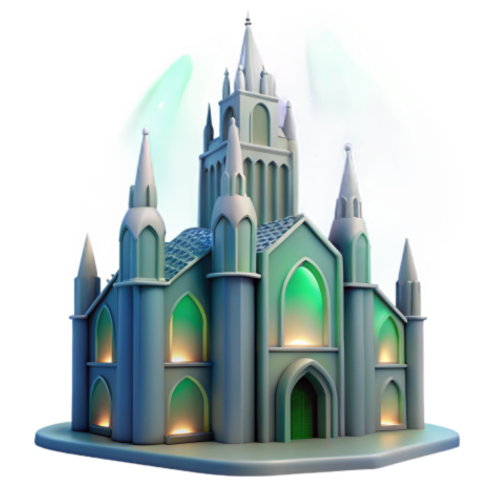 vibrant classic Enchanted Gothic Cathedral A 3D Fantasy Architecture authentic png