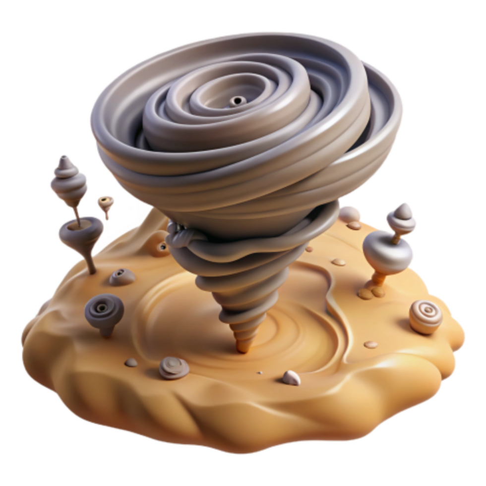 stunning artistic Whimsical Vortex 3D Render of Abstract Tornado high resolution png