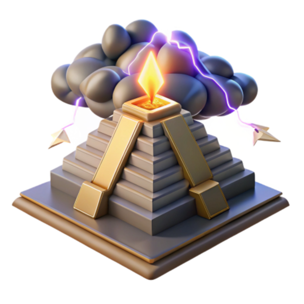 magnificent abstract Pyramid, Storm, Lightning, Ancient Power, Sacred Flame, Mystical Energy, Golden Temple, Spiritual Journey, Mythological Setting, Celestial Event high resolution png