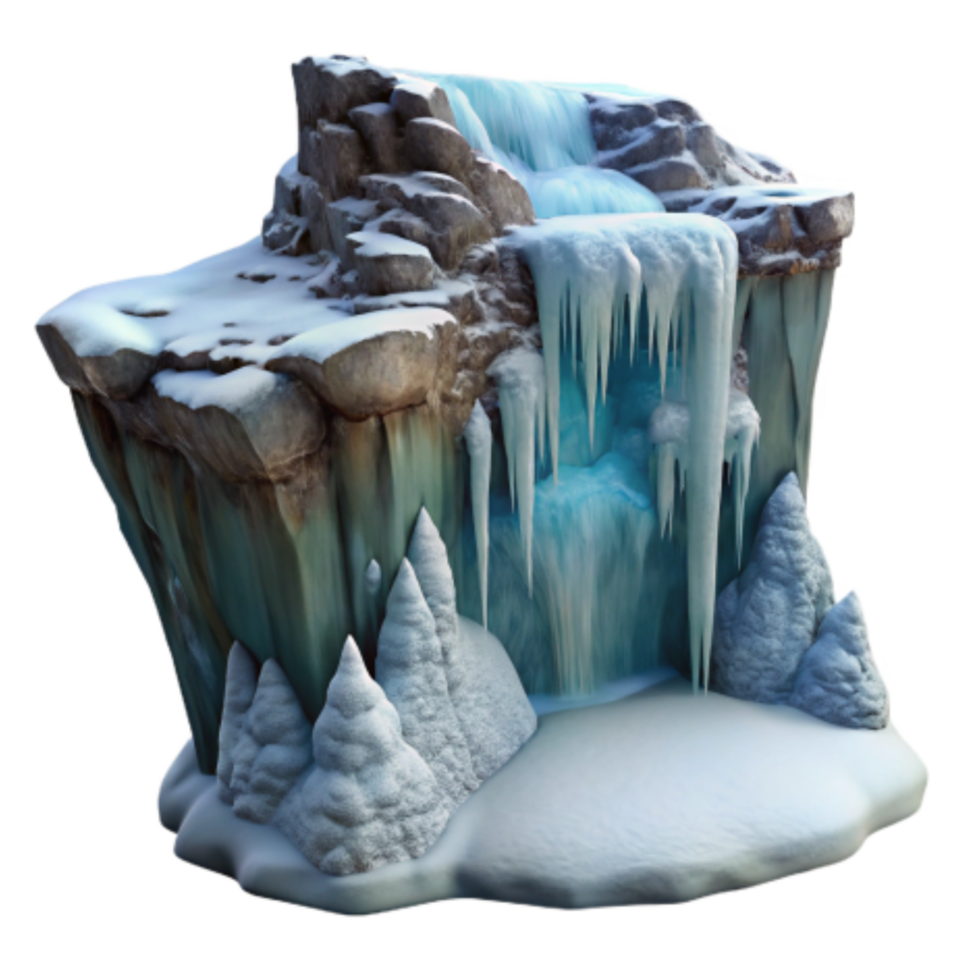 beautiful contemporary Frozen Waterfall Cliffside Winter Scene 4K png
