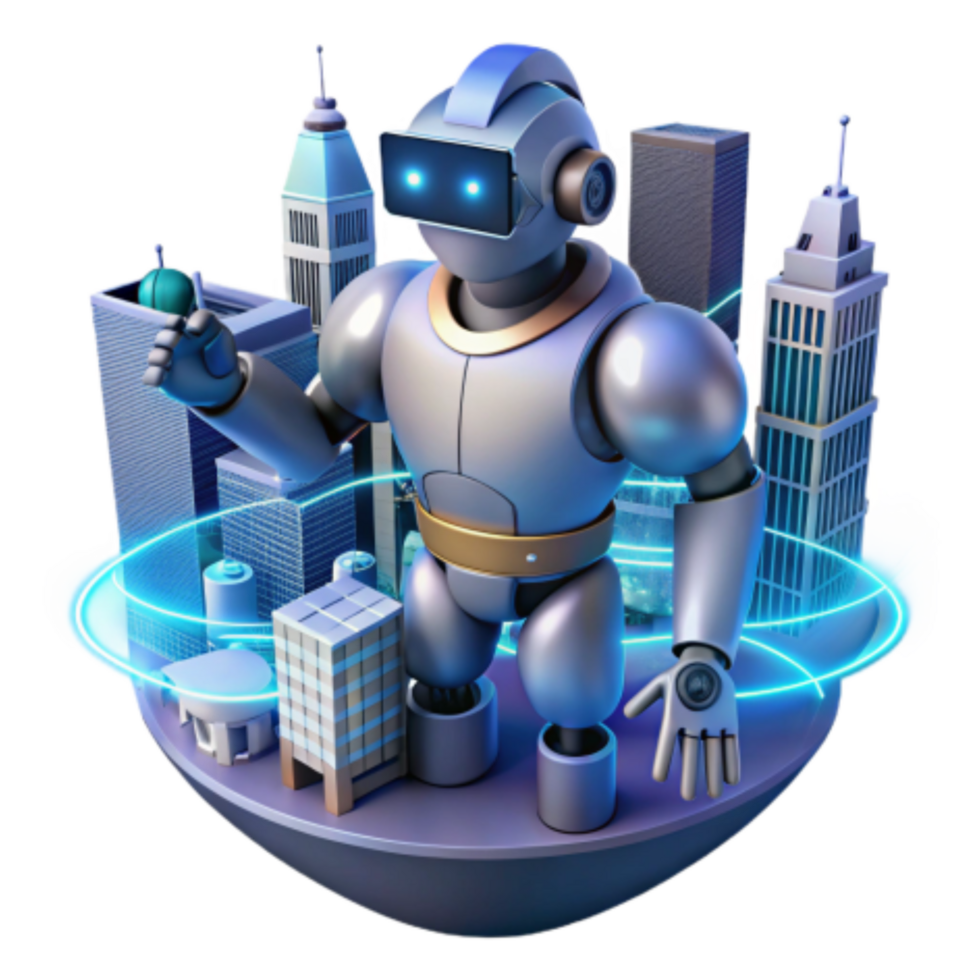 magnificent abstract Robot in City AI, Automation, Future Tech original png