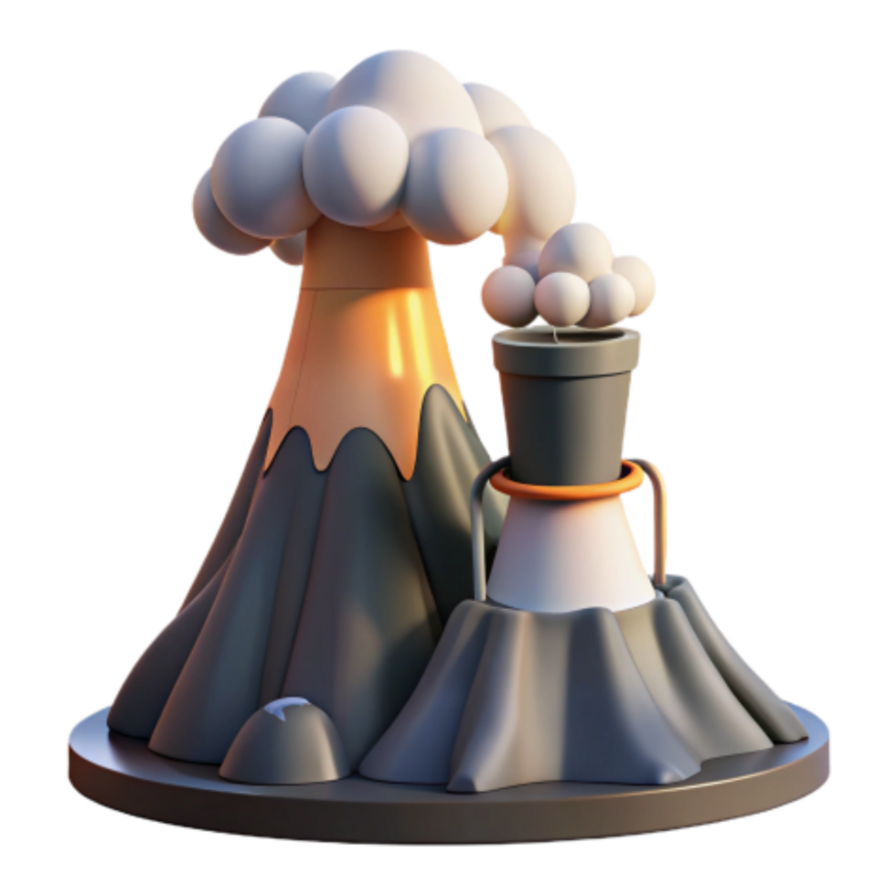 dramatic abstract Volcano and Factory A Comparison of Emissions exclusive png