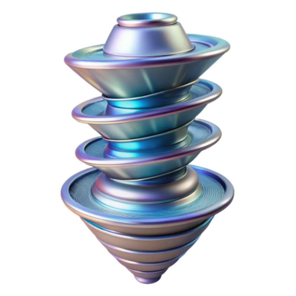 magnificent traditional Abstract 3D Spiral Structure Iridescent Metal Design high quality png