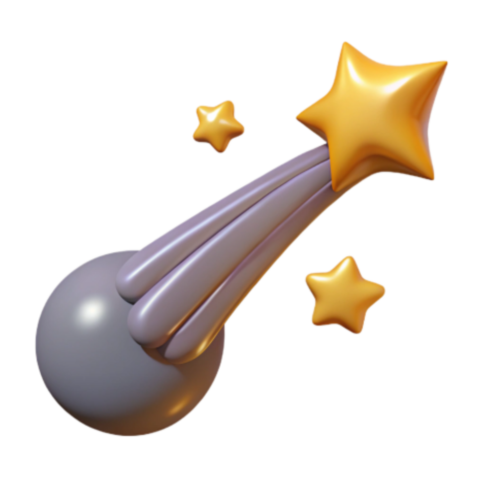 dramatic rustic Shooting Star 3D Render Magical Cosmic Trail high resolution png