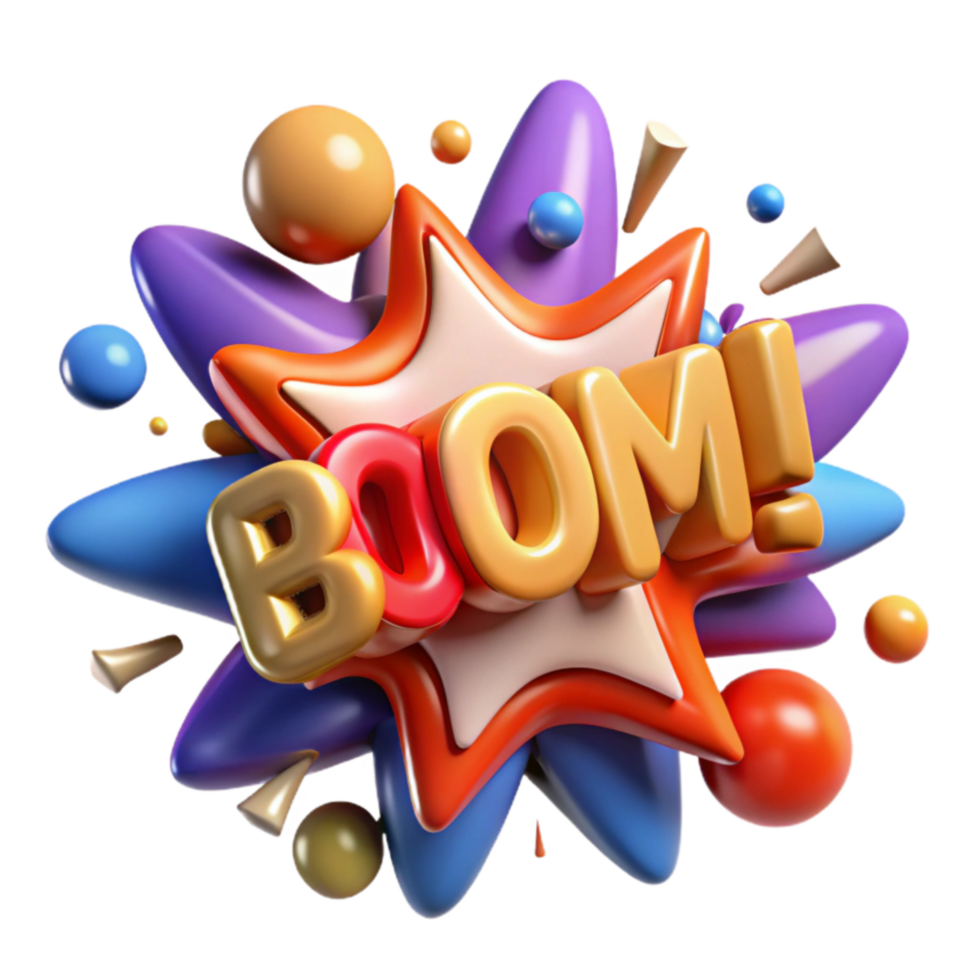elegant creative 3D Colorful Boom Explosion Graphic original png