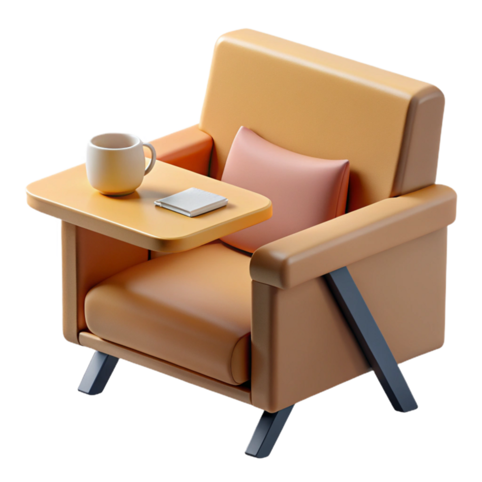magnificent contemporary Relaxing Armchair with Side Table Cozy Home Office Setup authentic png