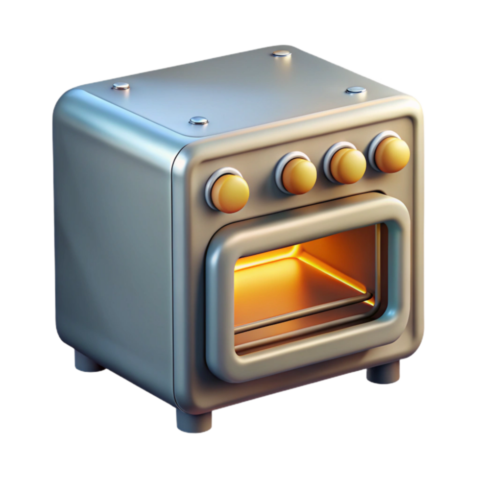 magnificent vintage Compact Oven 3D Render of Kitchen Appliance high resolution png