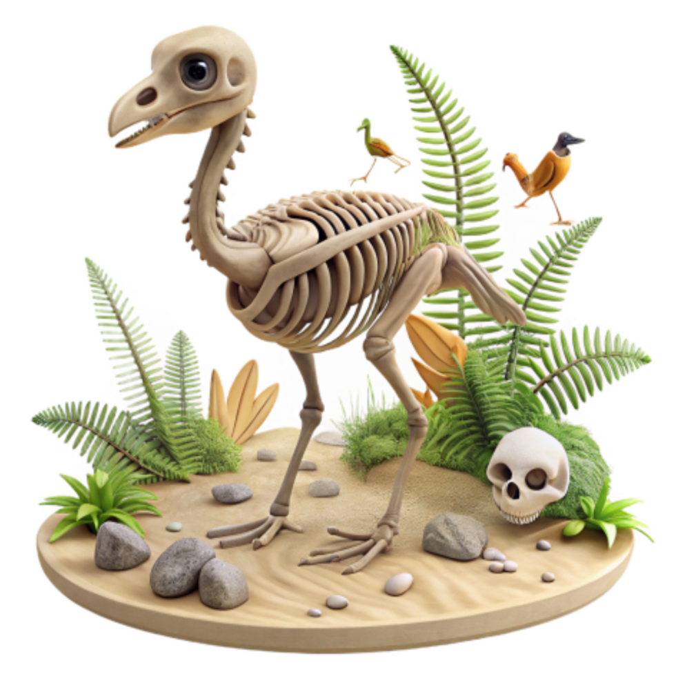 wonderful classic Dodo Bird Skeleton Extinct Avian Anatomy Exhibit 4K png