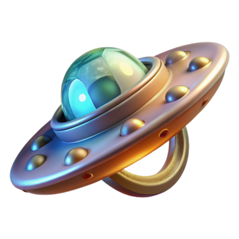 vibrant abstract Futuristic Spaceship 3D Render of UFO exclusive png