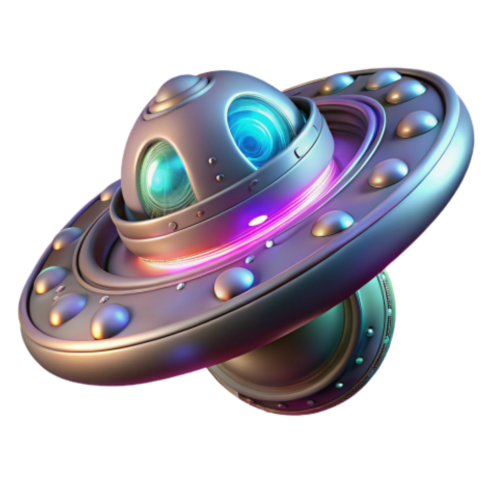 elegant rustic Futuristic Spaceship 3D Render of UFO Design genuine png