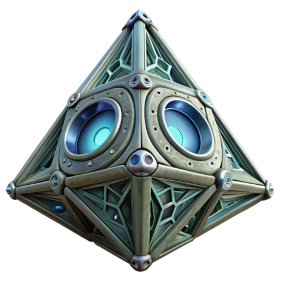 stunning modern Futuristic Geometric Artifact Crystalline Pyramid with Luminous Core high quality png