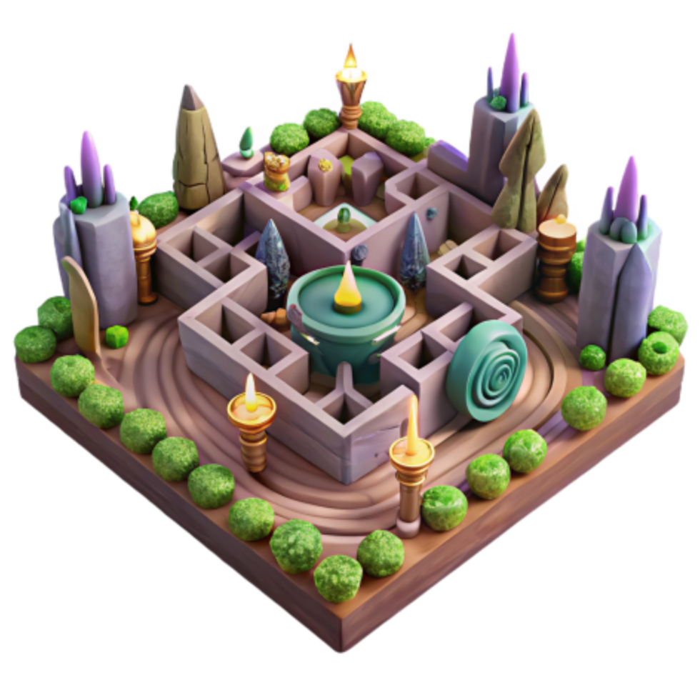 dramatic vintage Enchanted Maze A 3D Puzzle Game 4K png
