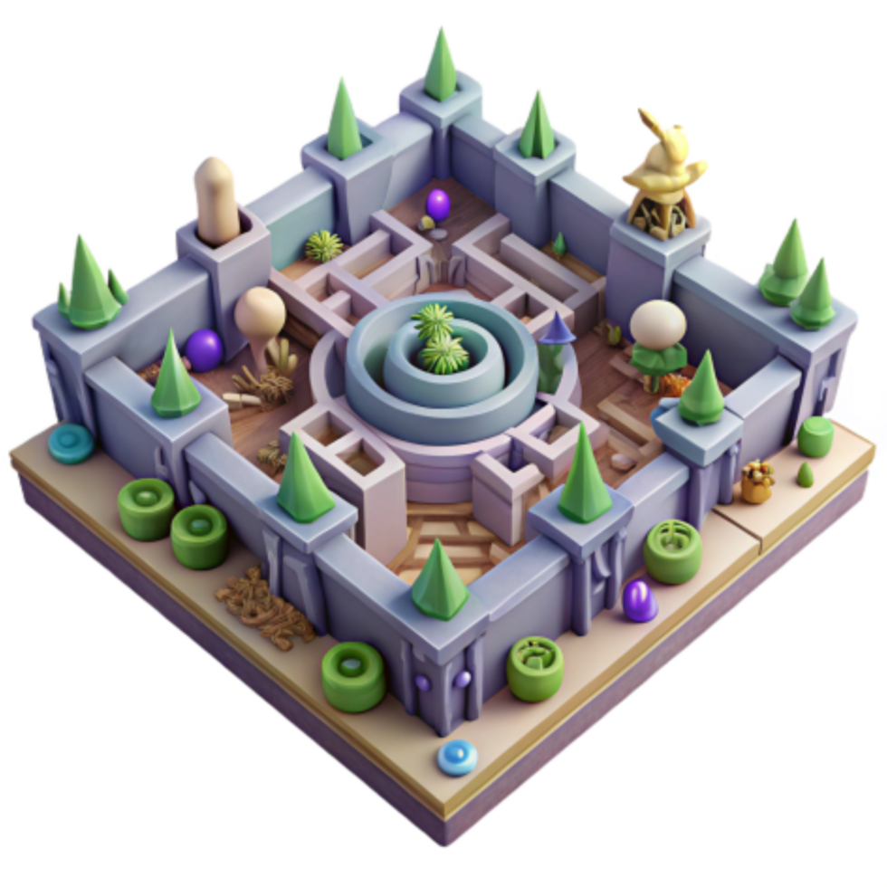 vibrant traditional 3D Maze Puzzle Solve the Mystical Garden Labyrinth authentic png