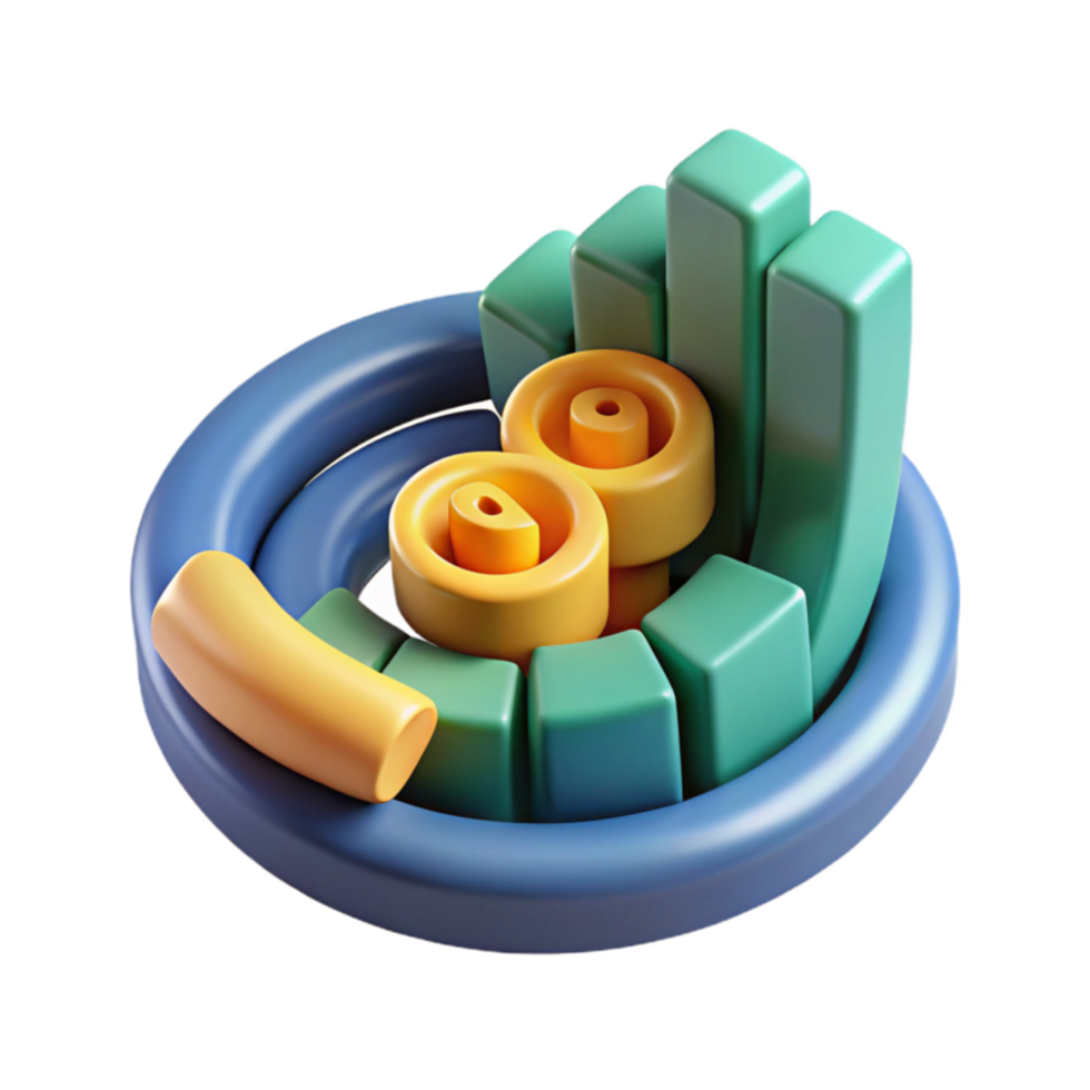 serene abstract Abstract 3D Data Visualization Growth Charts and Trends exclusive png