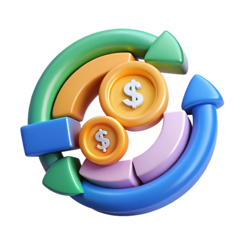 serene abstract Circular Money Flow Financial Cycle, Income, and Wealth genuine png