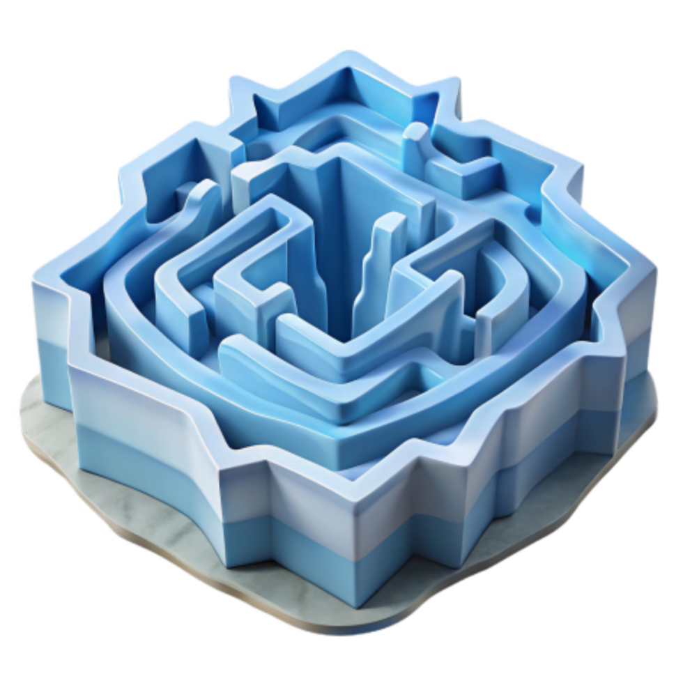 dramatic classic 3D Ice Maze Puzzle Navigate the Crystalline Labyrinth high resolution png