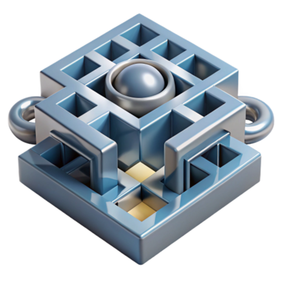 elegant vintage 3D Metal Puzzle Geometric Labyrinth Challenge original png