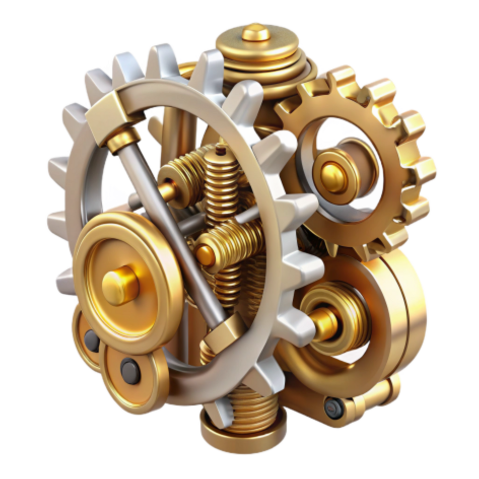 vibrant minimalist Complex Gear System Intricate Mechanics and Precision Engineering original png