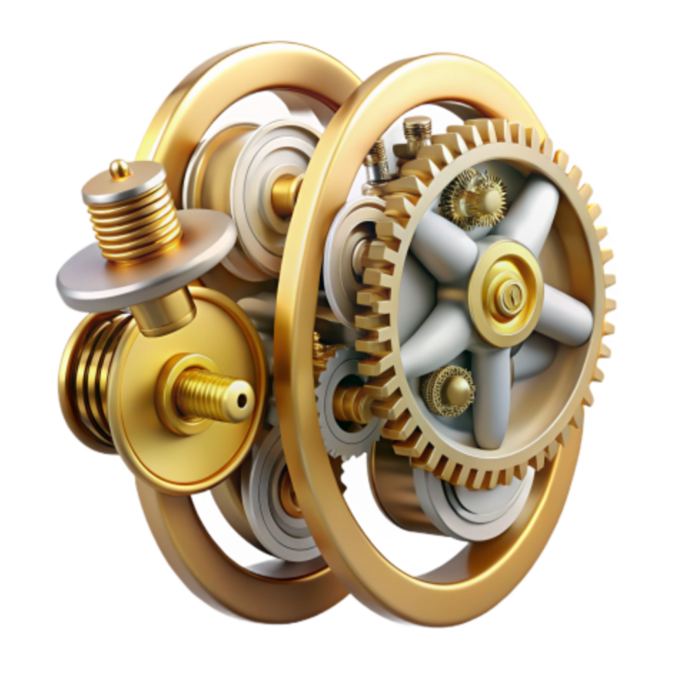 serene classic Complex Gear System Precision Engineering and Interlocking Components premium png
