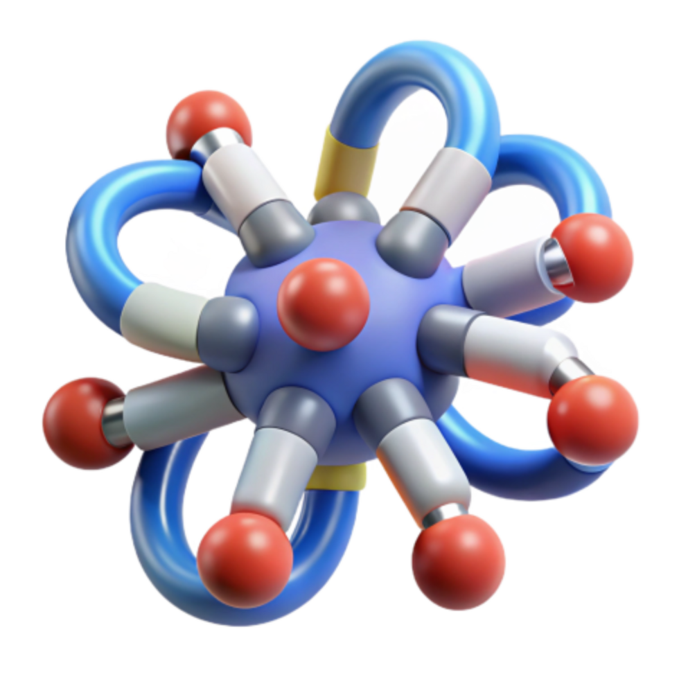 dramatic rustic 3D Molecular Structure Atoms, Bonds, and Orbitals 4K png