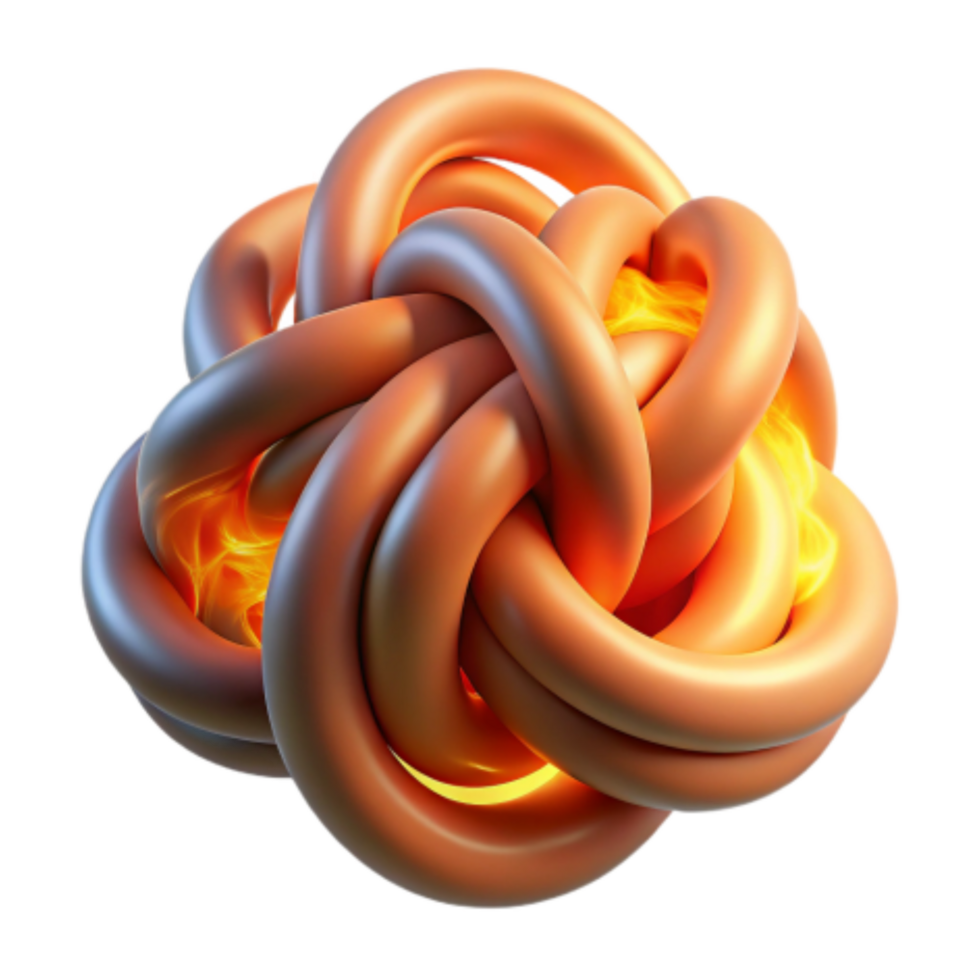 vibrant classic Intricate Knot Abstract 3D Render of Intertwined Tubes with Glowing Core high resolution png