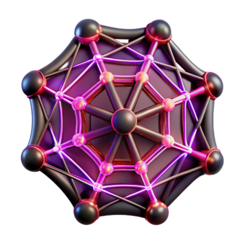 extraordinary artistic Abstract Network Interconnected Nodes Glowing Structure 4K png