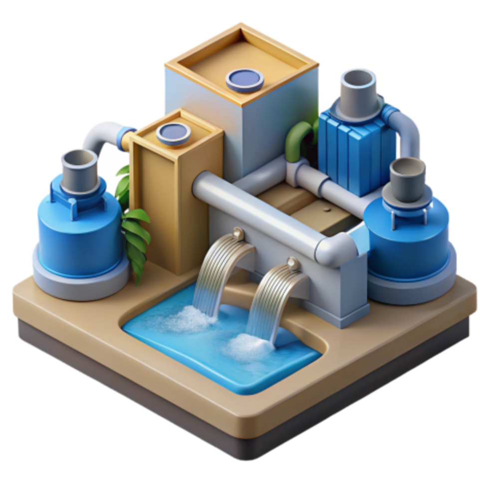 magnificent classic Water Treatment Plant Filtration, Purification, and Distribution System high resolution png