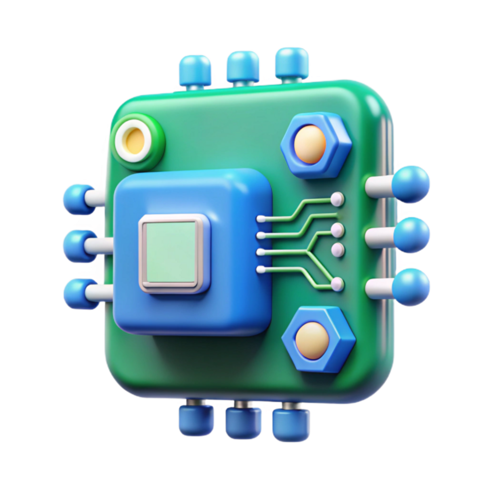 vibrant rustic Advanced Microchip Technology 3D Render premium png
