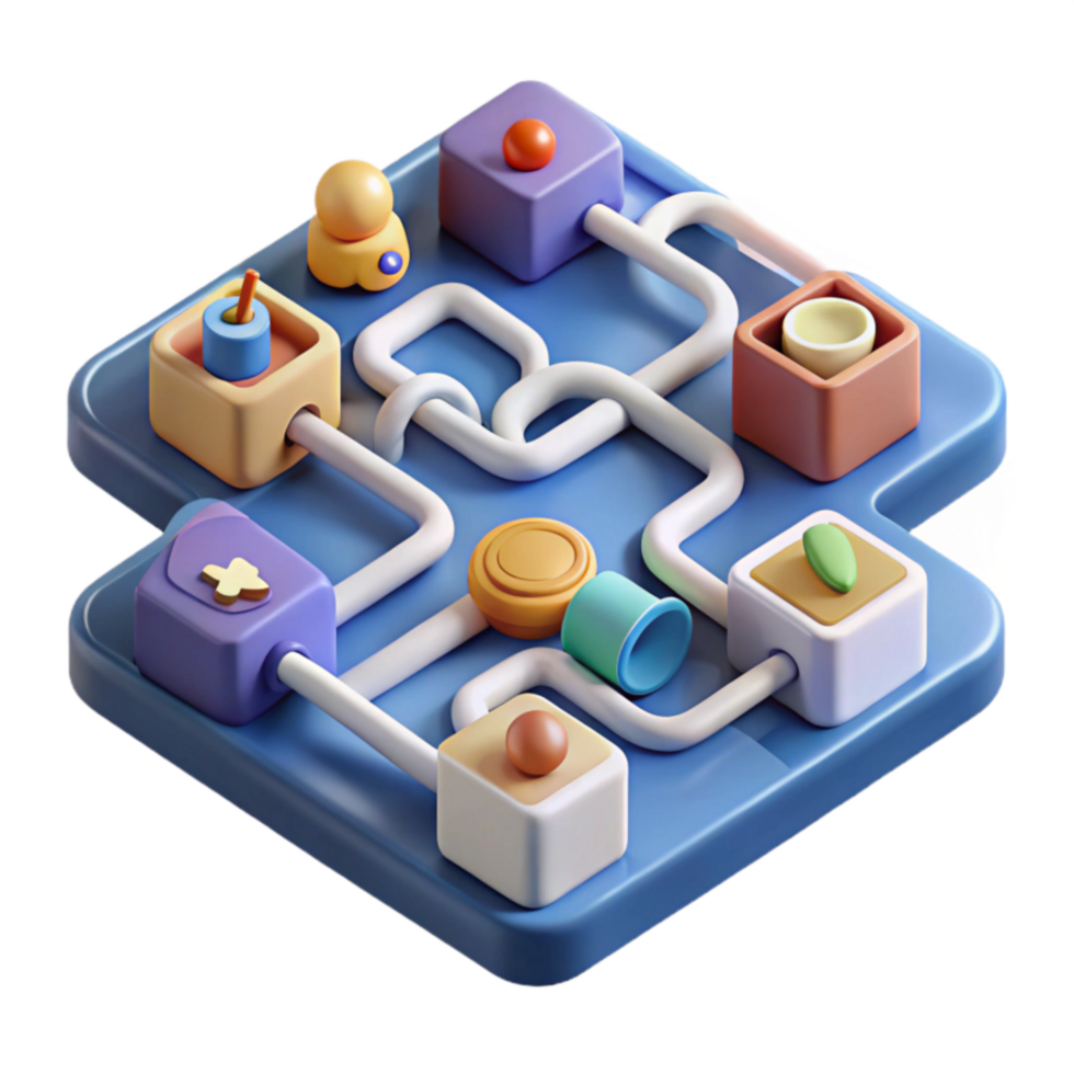 vibrant traditional Abstract 3D Puzzle Connecting Colorful Blocks high quality png